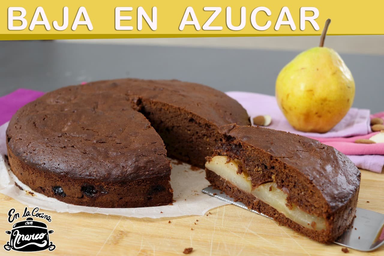 Tarta pera y chocolate receta sin mantequilla y con poco azúcar