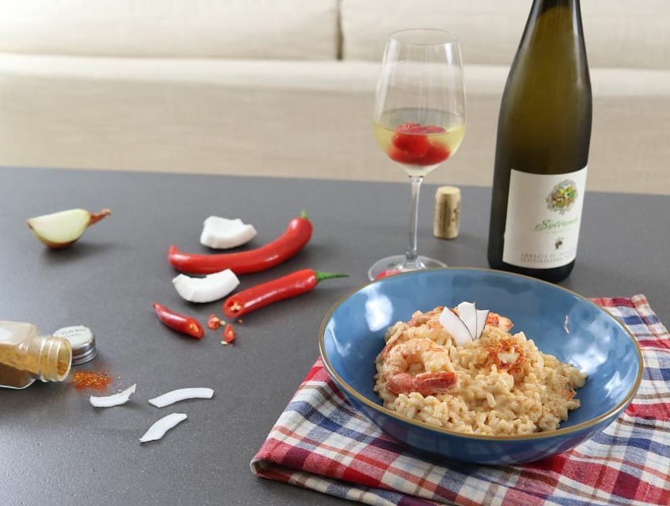 Risotto gambas y coco