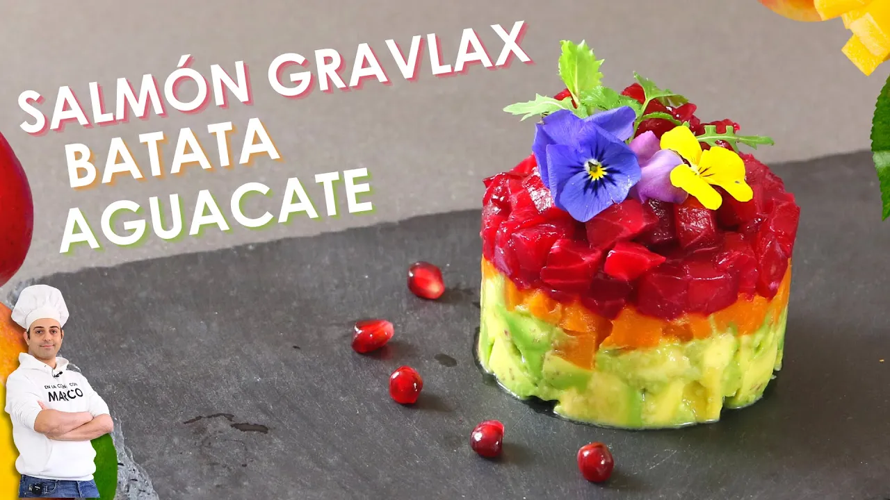 Tartar de salmón gravlax, batata y aguacate