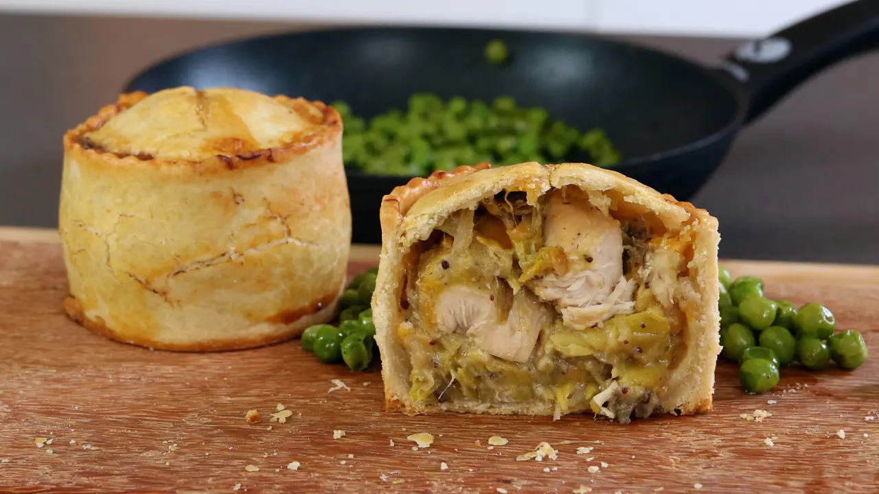 tarta puerros pollo champiñones