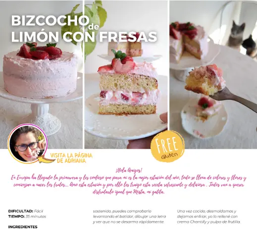 bizcocho limon fresas sin gluten
