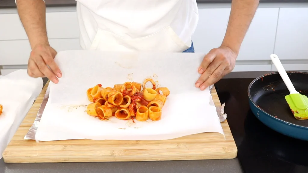 calamarata cartoccio receta
